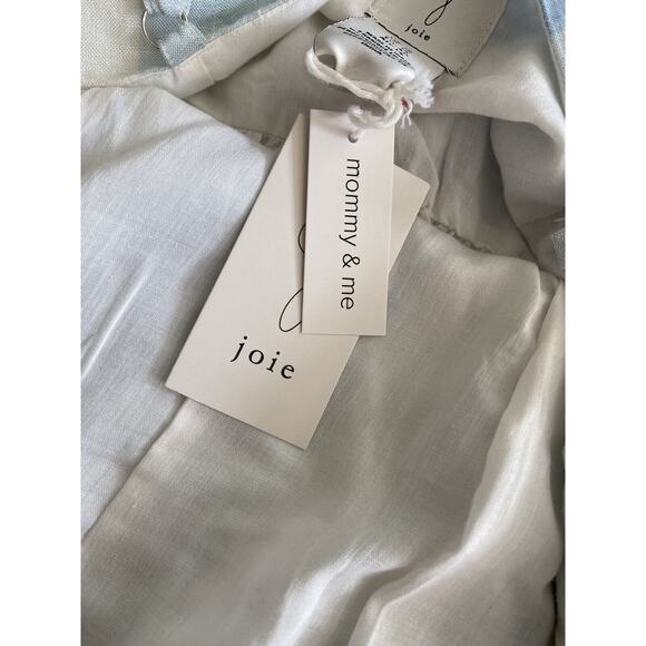 New Joie Linen Blend Stripe Dress Spaghetti Strap Blue Mommy & Me 10 w/ headband - Picture 11 of 11